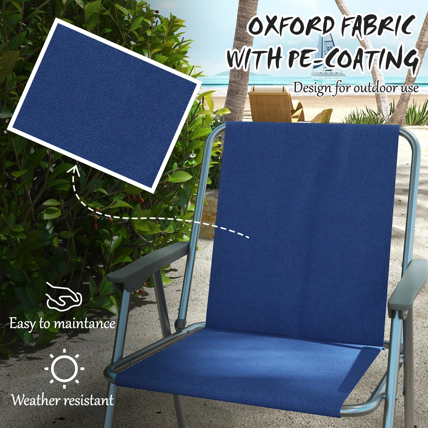 4 Pack Folding Camping Chairs, Oxford Fabric, Dark Blue Patio Chairs at Gallery Canada