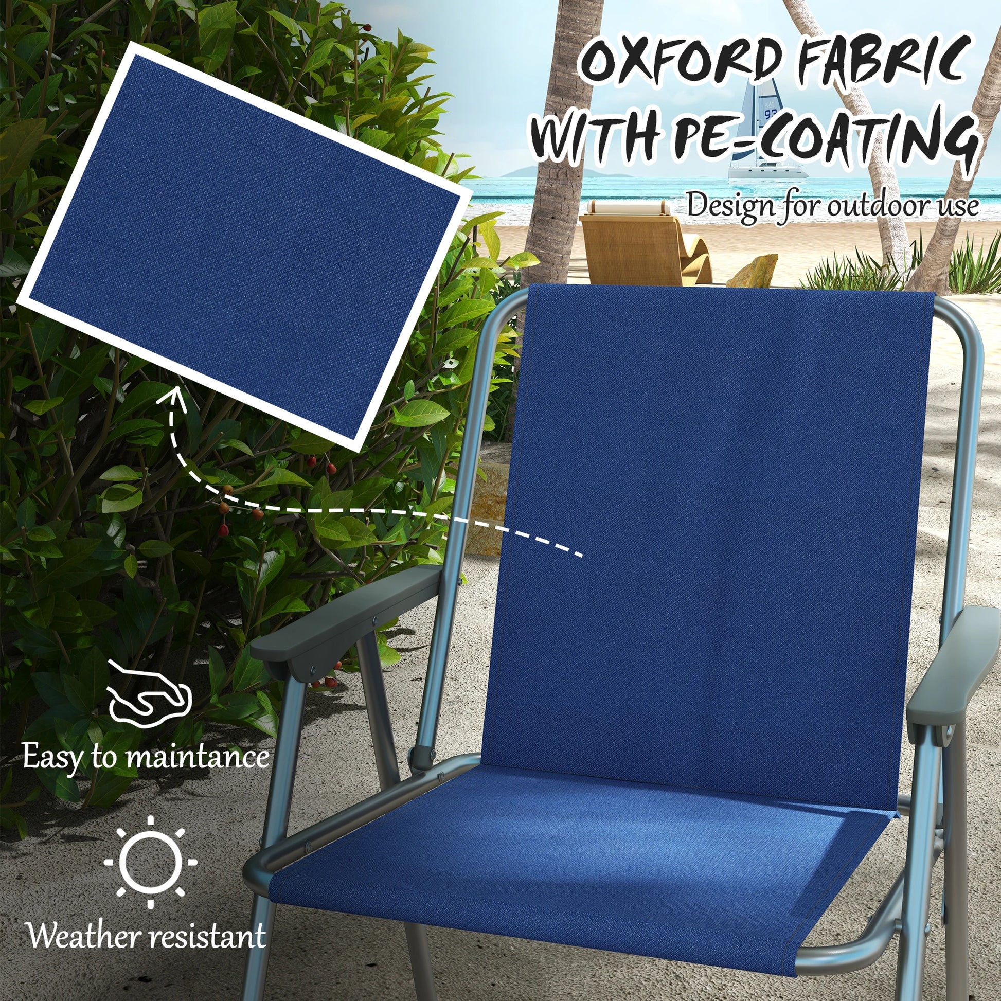 4 Pack Folding Camping Chairs, Oxford Fabric, Dark Blue Patio Chairs at Gallery Canada
