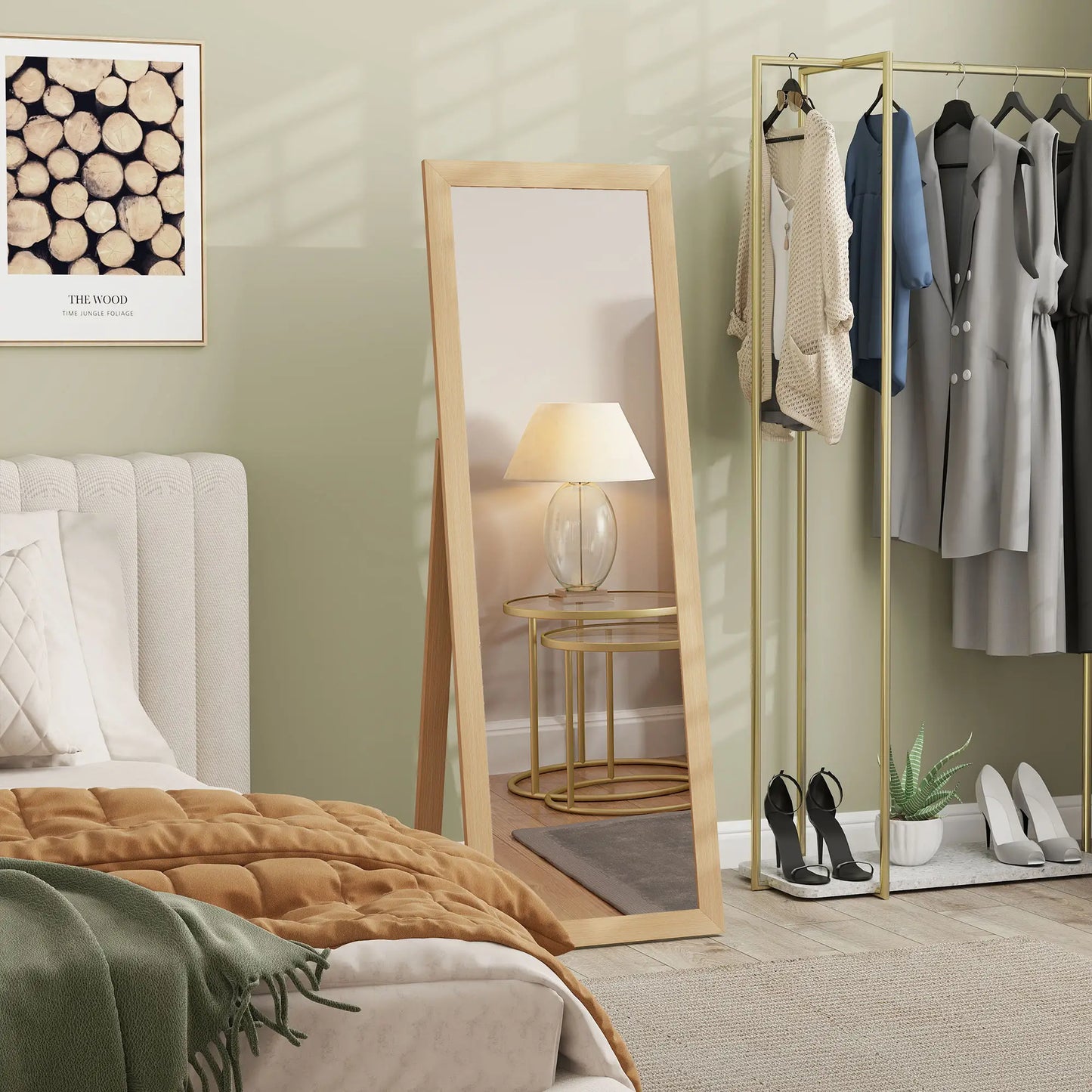 58" x 20" Floor Standing Mirror, Full Body, Oak Full Length Mirrors at Gallery Canada