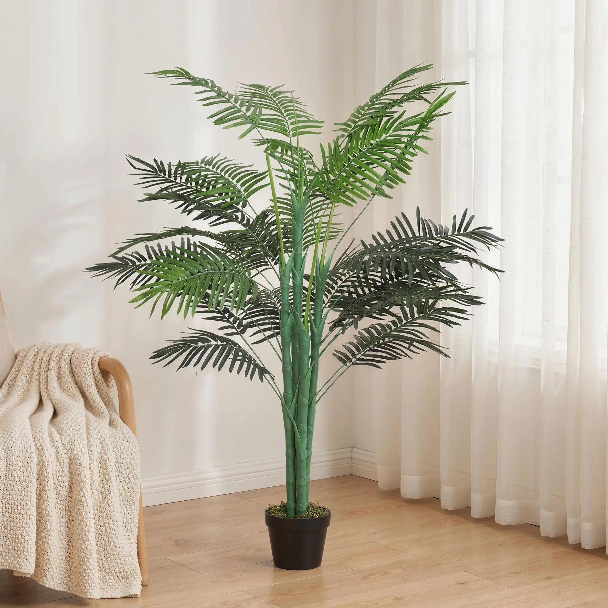 5FT Artificial Palm Tree, Lifelike Faux Plant, Indoor Decoration, Green Artificial Trees at Gallery Canada