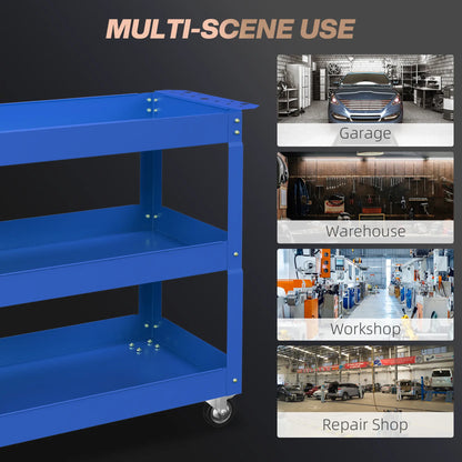 3 Tier Rolling Tool Cart, 330 LBS Heavy Duty Utility Cart, Blue Tool Organizers at Gallery Canada