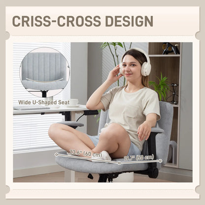 Criss Cross Chair with Flip-Up Armrests, Wheels, Adjustable Height, Tilting, Grey Task Chairs at Gallery Canada