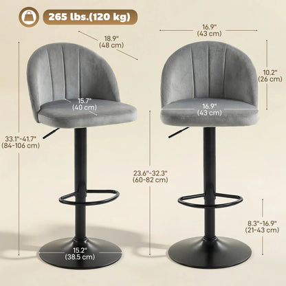 Swivel Counter Height Barstools Set of 2, Grey Bar Stools at Gallery Canada