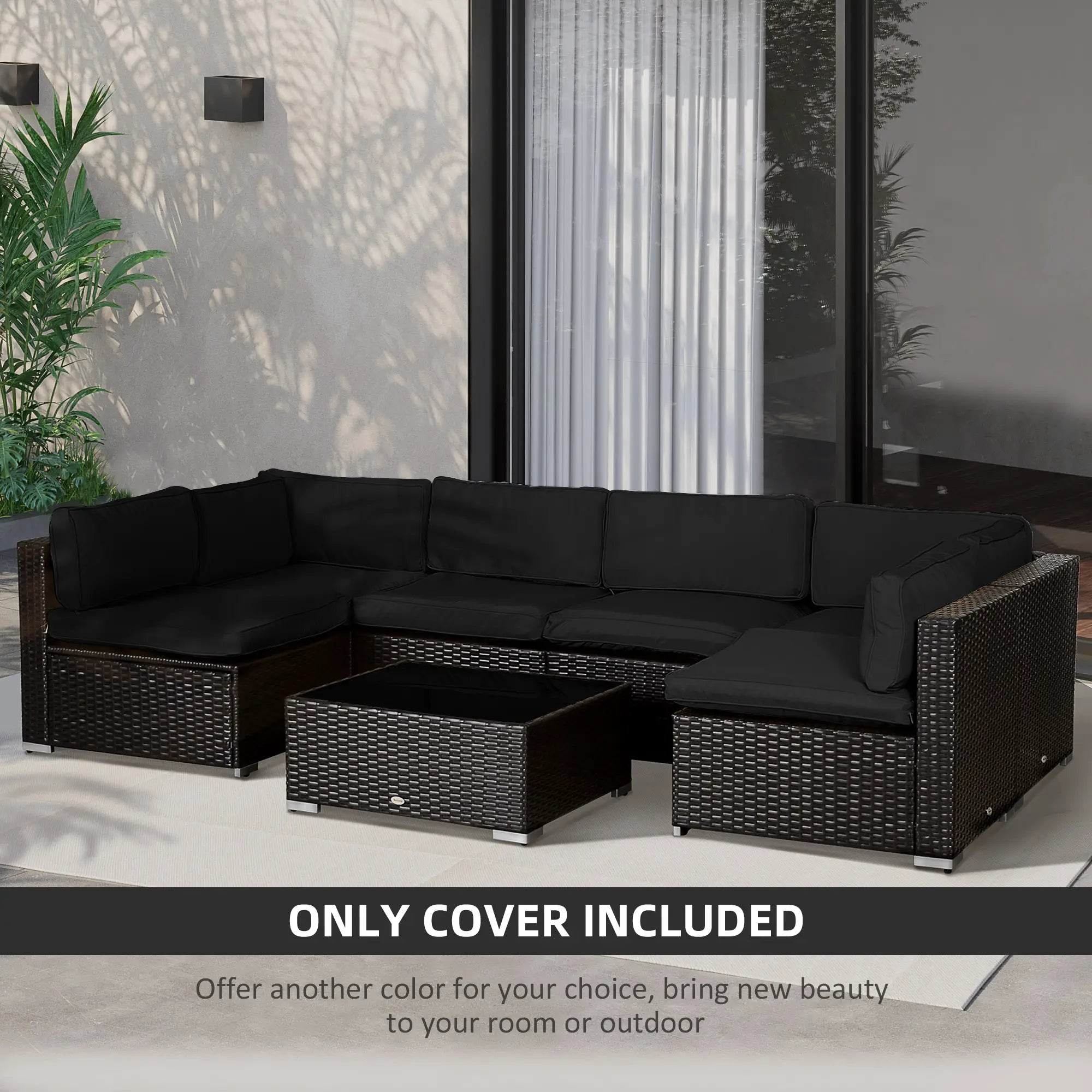 14pc Patio Rattan Sofa Set, Polyester Cover Replacement, Black Patio Chair Cushions at Gallery Canada