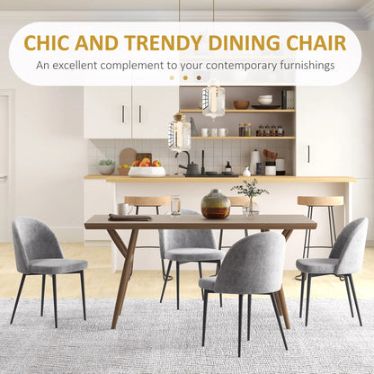 Modern Dining Chairs, Set of 4, Mid-Back Velvet Upholstery, Grey Dining Chairs at Gallery Canada