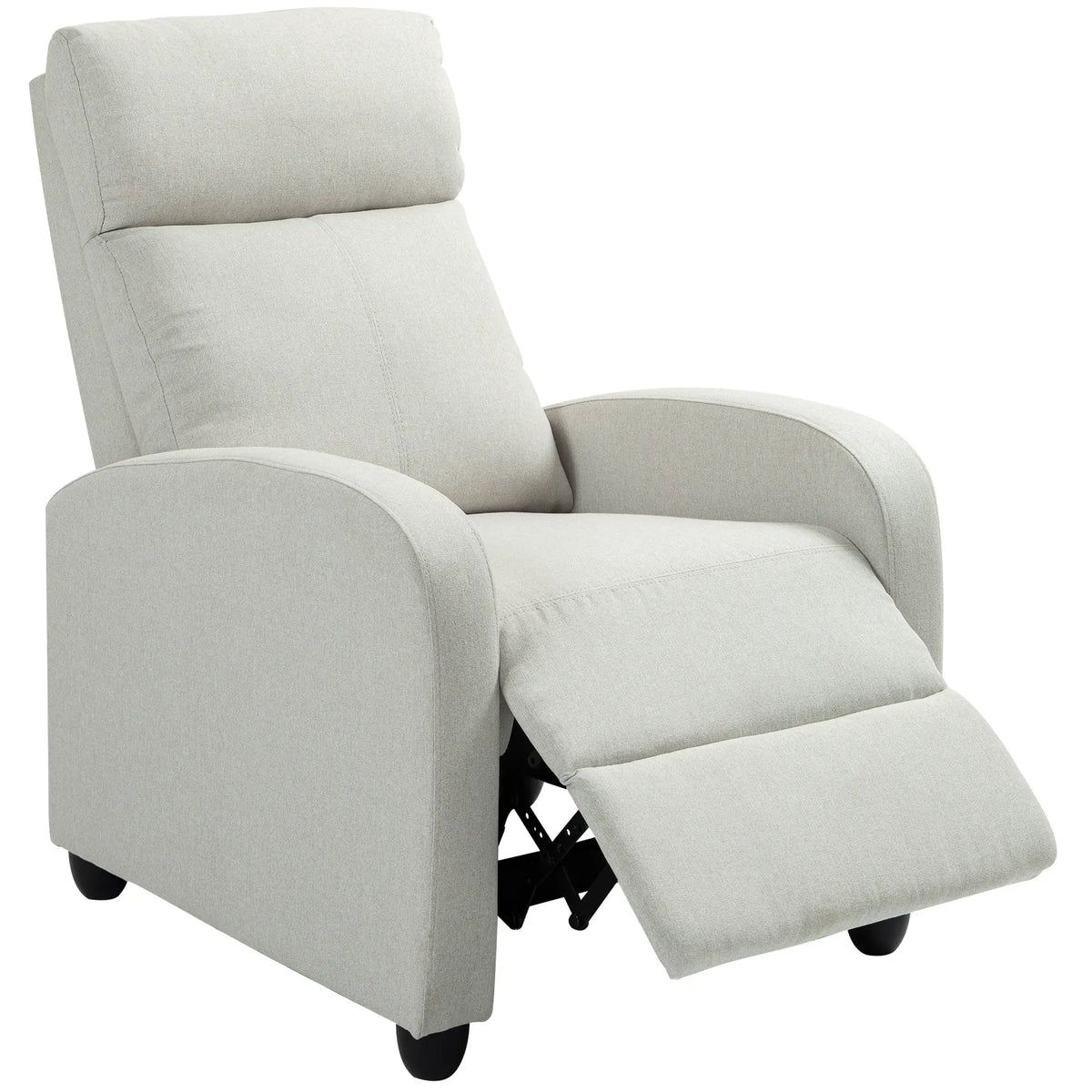 Fabric Recliner Chair, Manual Reclining Sofa, Padded Seat, Cream White