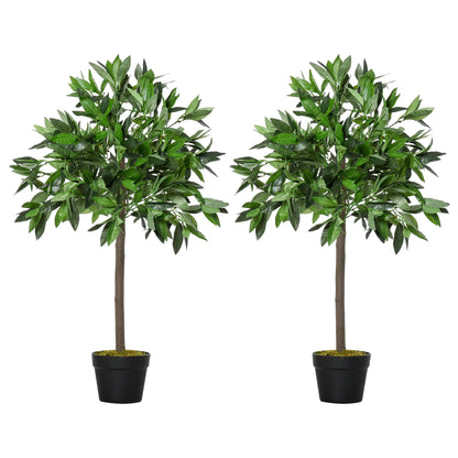 3FT Artificial Laurel Tree Set Of 2, Potted Fake Plant, Green Artificial Trees Green at Gallery Canada