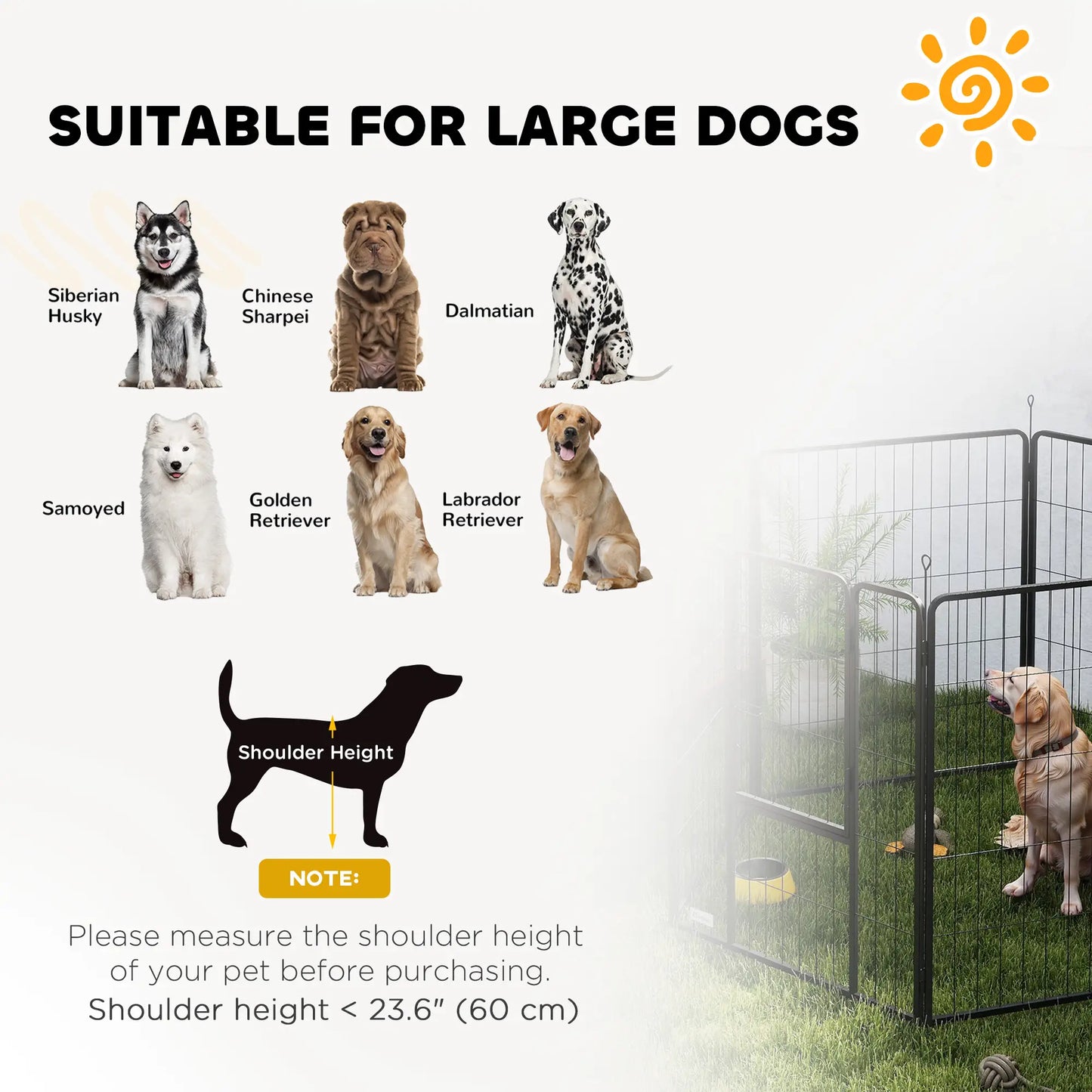 Heavy Duty Dog Playpen, 6 Panels, 39"H, Door for Large Dogs Houses, Kennels & Pens at Gallery Canada