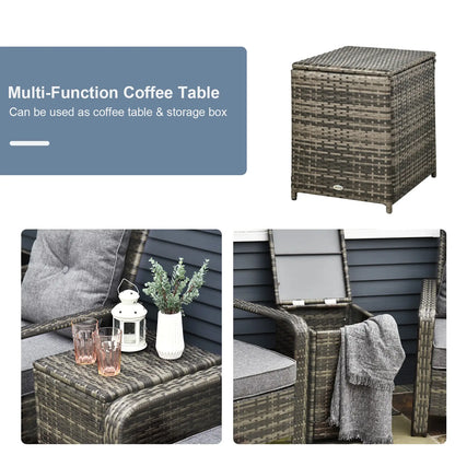 3-Piece Wicker Patio Set, Rattan Bistro with Storage Table, Grey Bistro Sets at Gallery Canada