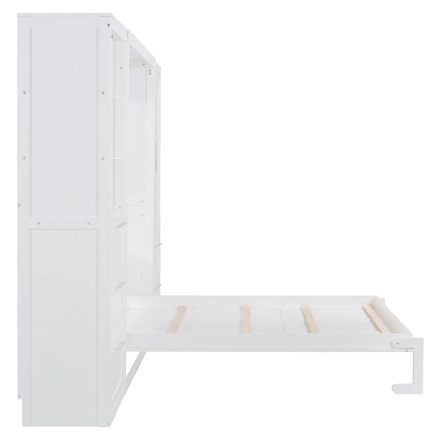 Murphy Bed with Storage, Space-Saving Wall Bed, 120" L x 20" W x 88.5" H, White Bed Frames at Gallery Canada