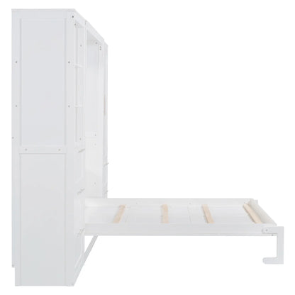 Murphy Bed with Storage, Space-Saving Wall Bed, 120" L x 20" W x 88.5" H, White Bed Frames at Gallery Canada