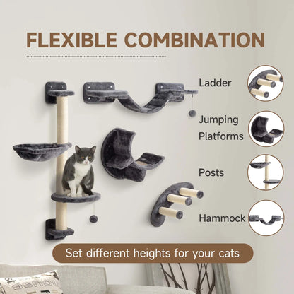 Cat Wall Shelf, Scratching Post, Play Balls, Platforms, Dark Grey Cat Climbing Wall at Gallery Canada