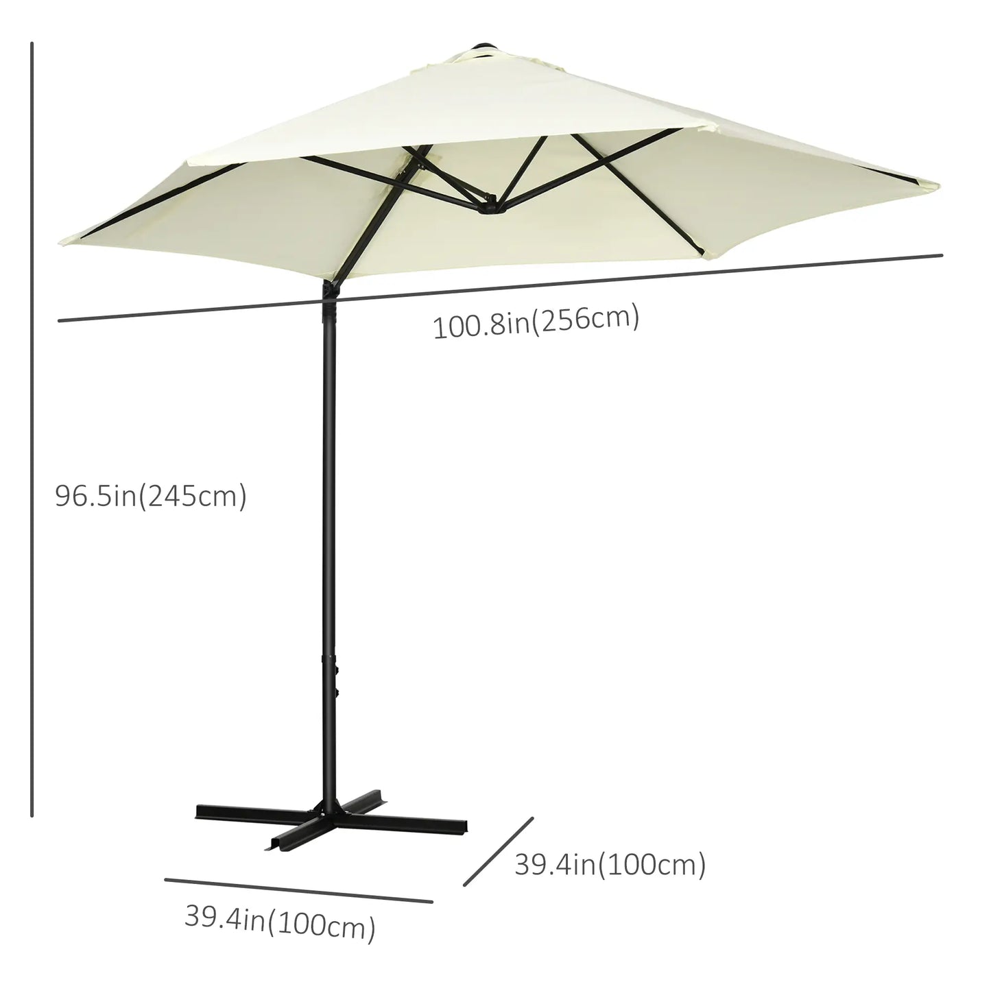 8.5FT Offset Patio Umbrella, 360° Rotation, Cantilever Sun Shade, Beige Cantilever Umbrellas at Gallery Canada