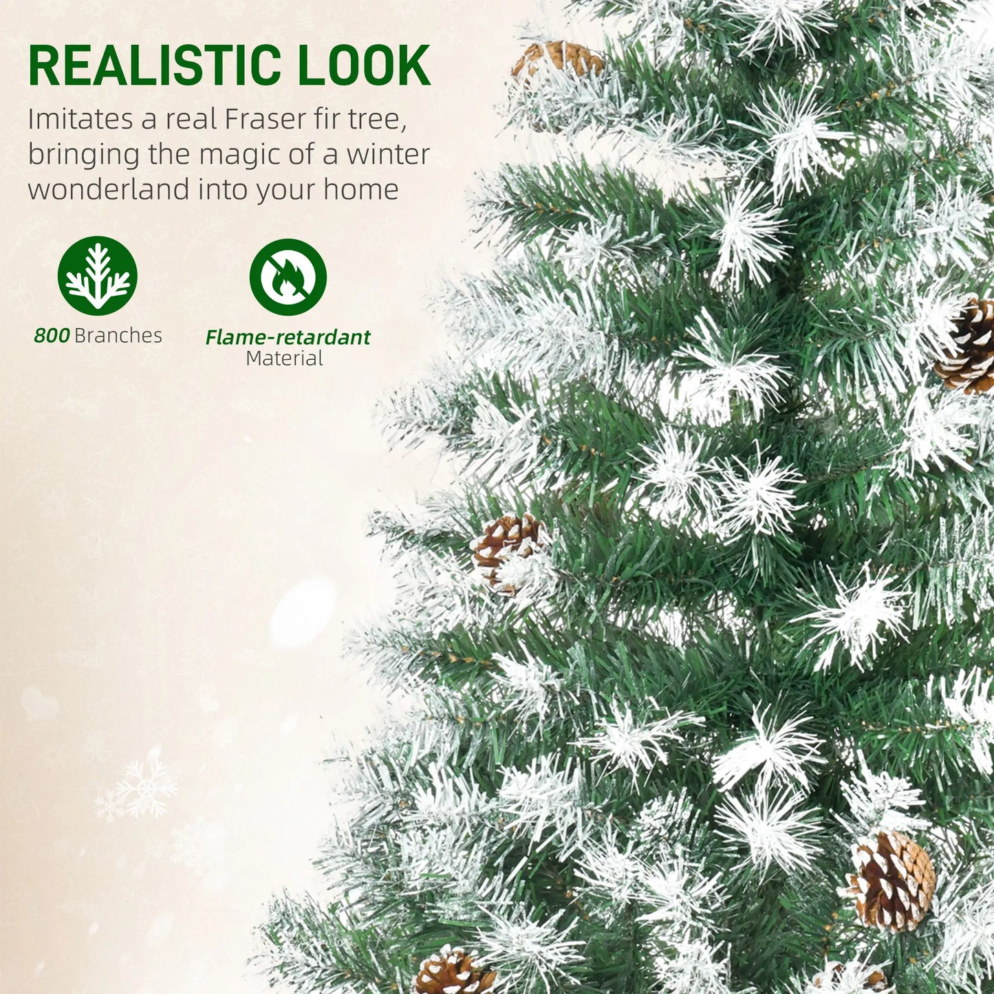 6ft Artificial Christmas Tree, Unlit Full, 800 Branches, 61 Pine Cones, Fir Artificial Christmas Trees at Gallery Canada