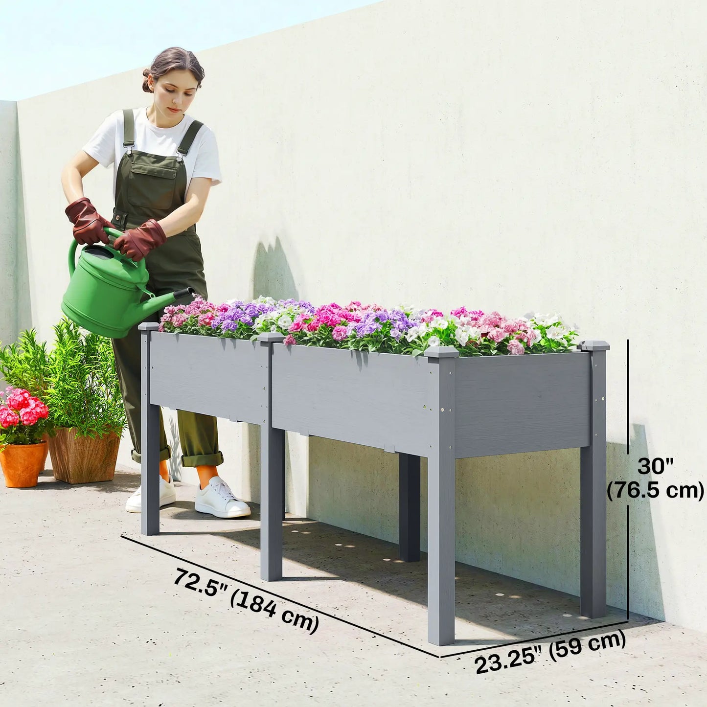 Wooden Raised Garden Bed With Legs, 72" x 23" x 30", Elevated Outdoor Planter Box Elevated Garden Beds at Gallery Canada