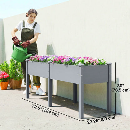 Wooden Raised Garden Bed With Legs, 72" x 23" x 30", Elevated Outdoor Planter Box Elevated Garden Beds at Gallery Canada