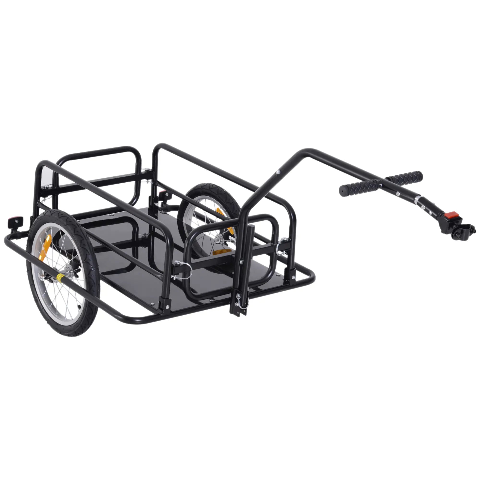 Folding Bicycle Cargo Trailer, Bike Cart Carrier, Hitch, Black Bike Cargo Trailers Black at Gallery Canada