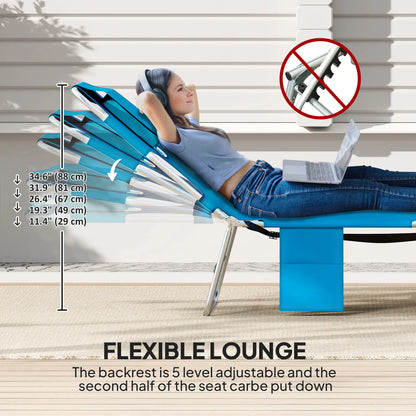Folding Outdoor Lounge Chair, 5-Level Tanning Chair, Blue Lounger Chairs at Gallery Canada