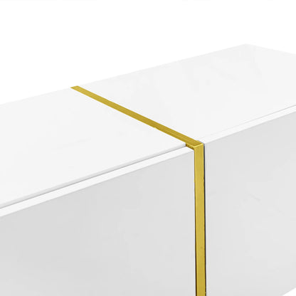 Modern TV Stand, 4 Doors, Soft-Close Hinges, 67" L x 13.5" W x 18" H, White TV Stands at Gallery Canada