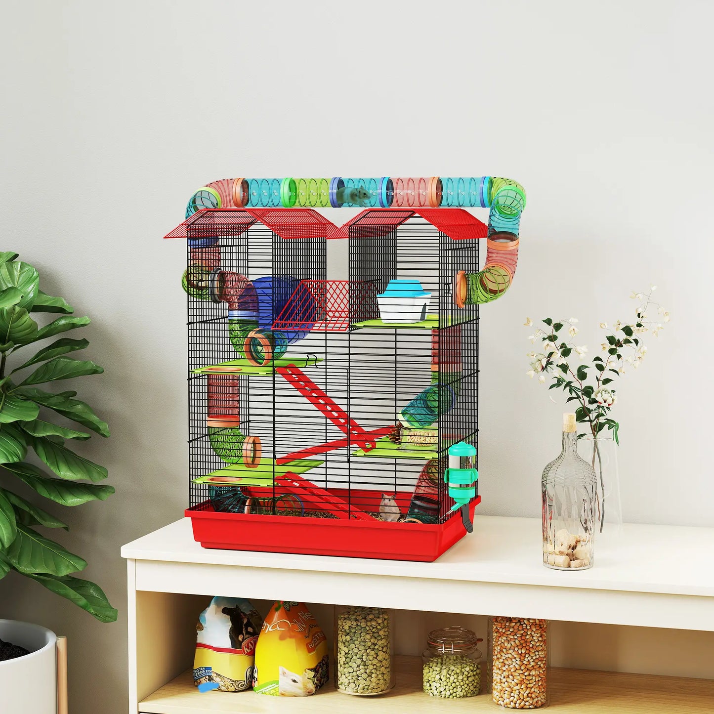 18.5" Hamster Cage, 5 Tiers, With Tunnel Tube System, Red Hamster Cages at Gallery Canada