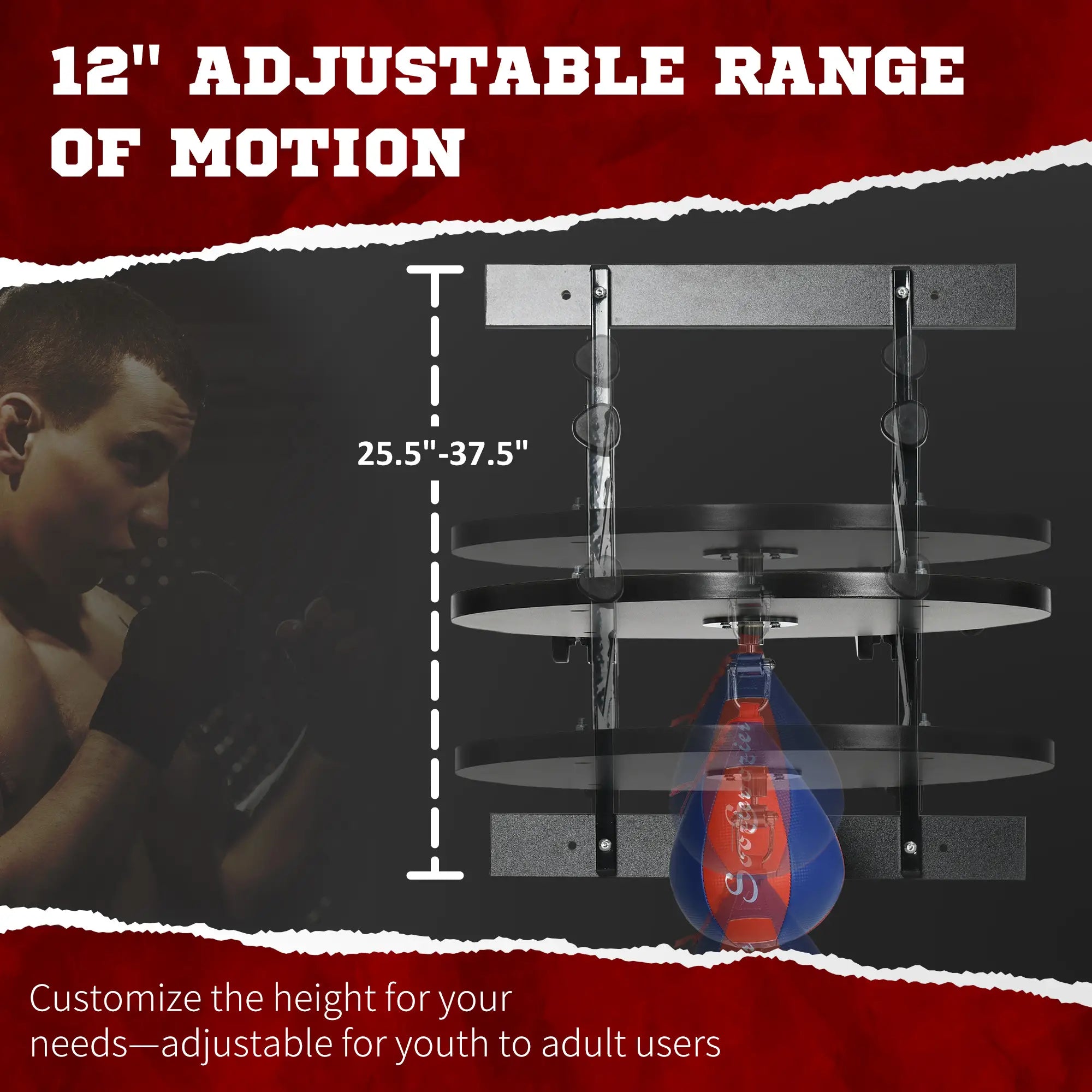 Adjustable Speed Bag Platform, Wall Mounted, 360° Swivel Training More-Strength Training Equipment at Gallery Canada
