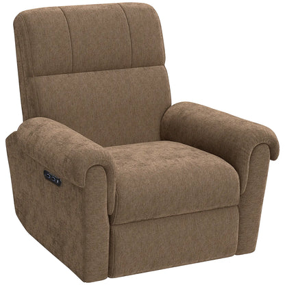 Power Recliner Chair, Fabric Upholstered, USB Ports, Swivel Rocking, Footrest Sofas & Reclining Chairs Dark Brown at Gallery Canada
