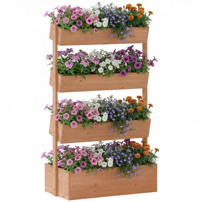 4-Tier Raised Garden Bed, 33.5" x 18" x 55" Vertical Wooden Planter Box Elevated Garden Beds at Gallery Canada