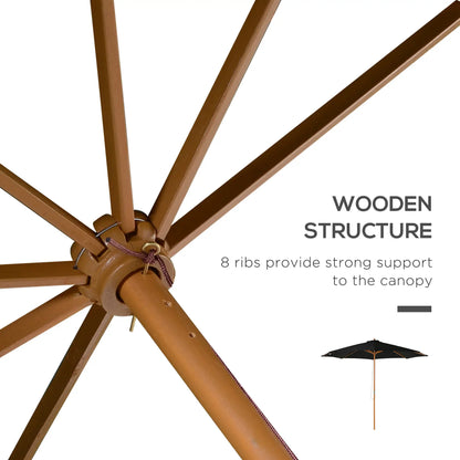 10' x 8' Wooden Patio Umbrella, Outdoor Sunshade Canopy, Black Sun Umbrellas at Gallery Canada