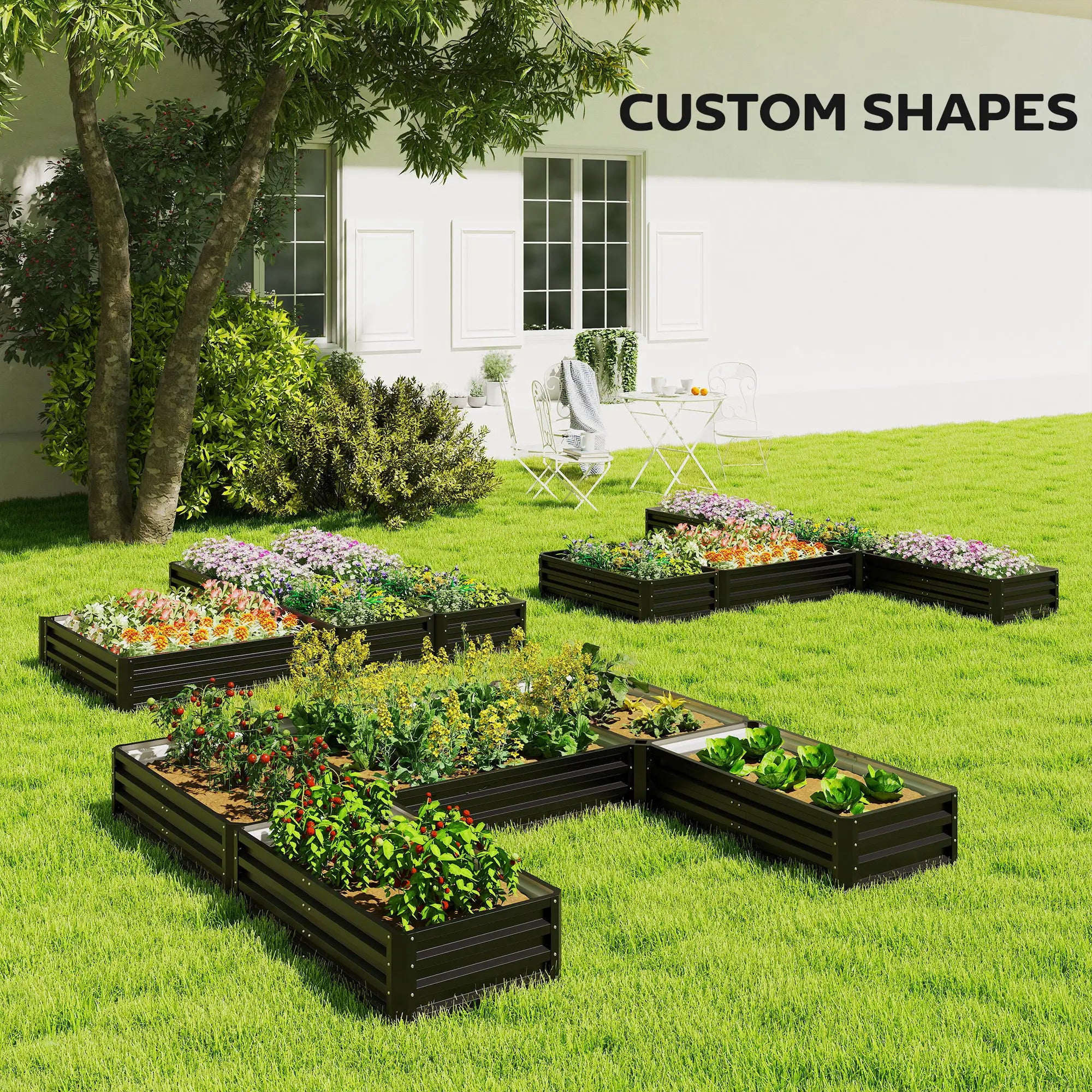 Steel Raised Garden Bed, 8x8x1ft, Set of 5 Large Planters, Black Galvanized Planter Boxes at Gallery Canada