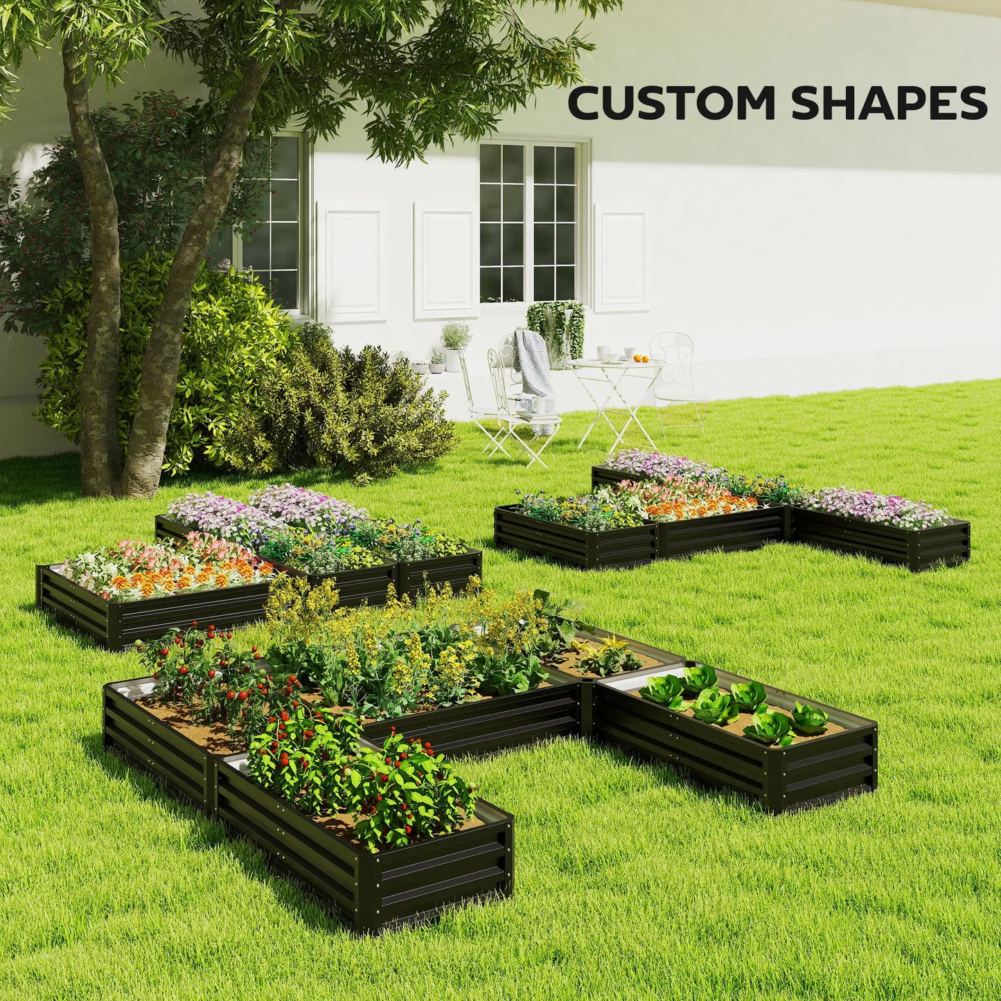 Steel Raised Garden Bed, 8x8x1ft, Set of 5 Large Planters, Black Galvanized Planter Boxes at Gallery Canada