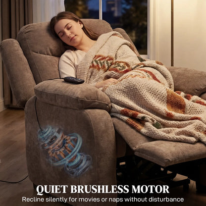 Massage Recliner Chair, Power Recliner, Remote, 2 Memory Positions, Brown Single Sofas at Gallery Canada