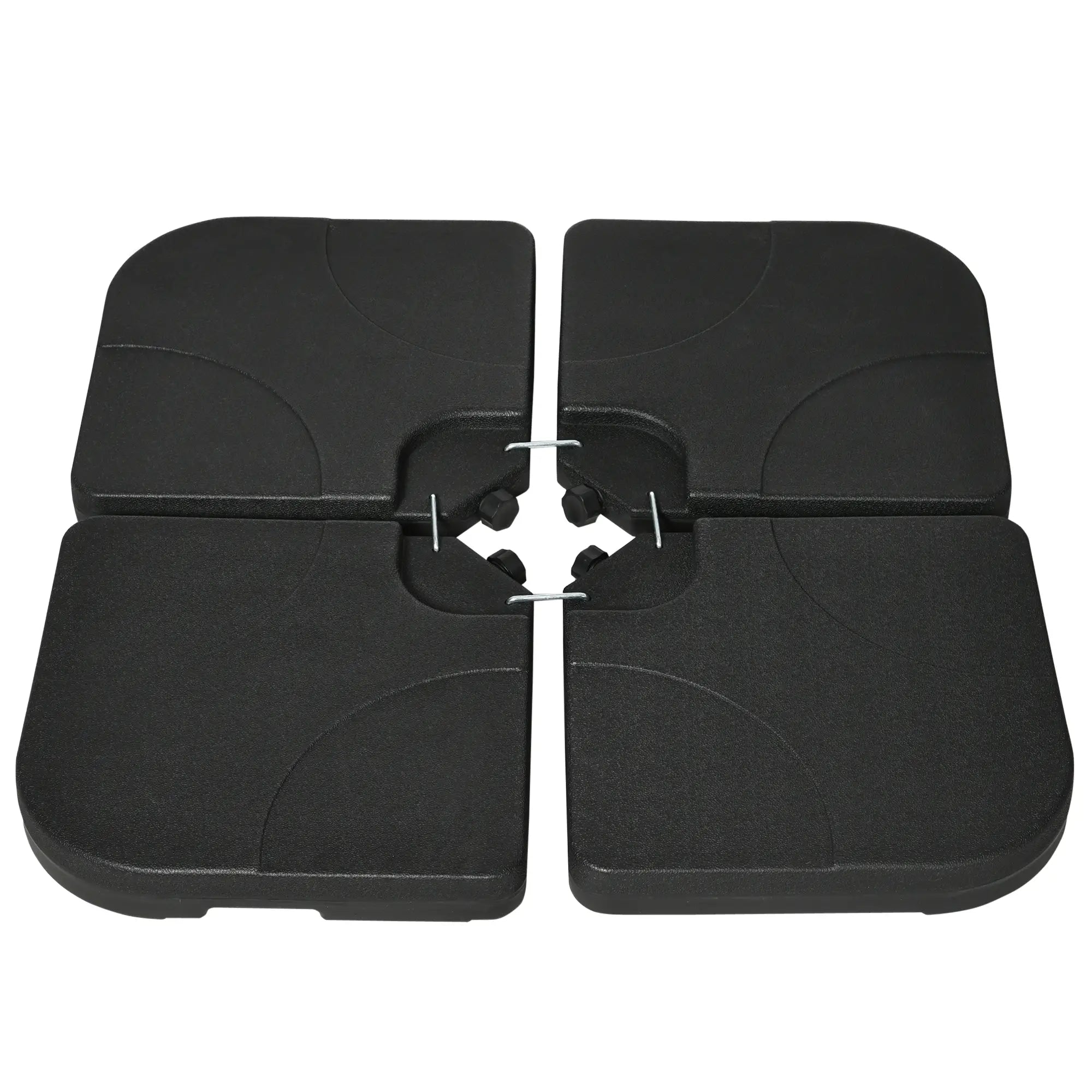 4 Piece Umbrella Base Stand, U Locking, 132 lb Water or 172 lb Sand, Black Umbrella Bases Black at Gallery Canada