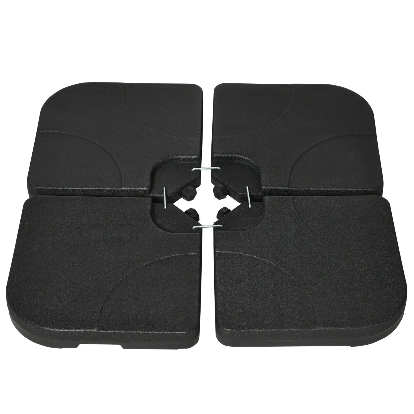 4 Piece Umbrella Base Stand, U Locking, 132 lb Water or 172 lb Sand, Black Umbrella Bases Black at Gallery Canada