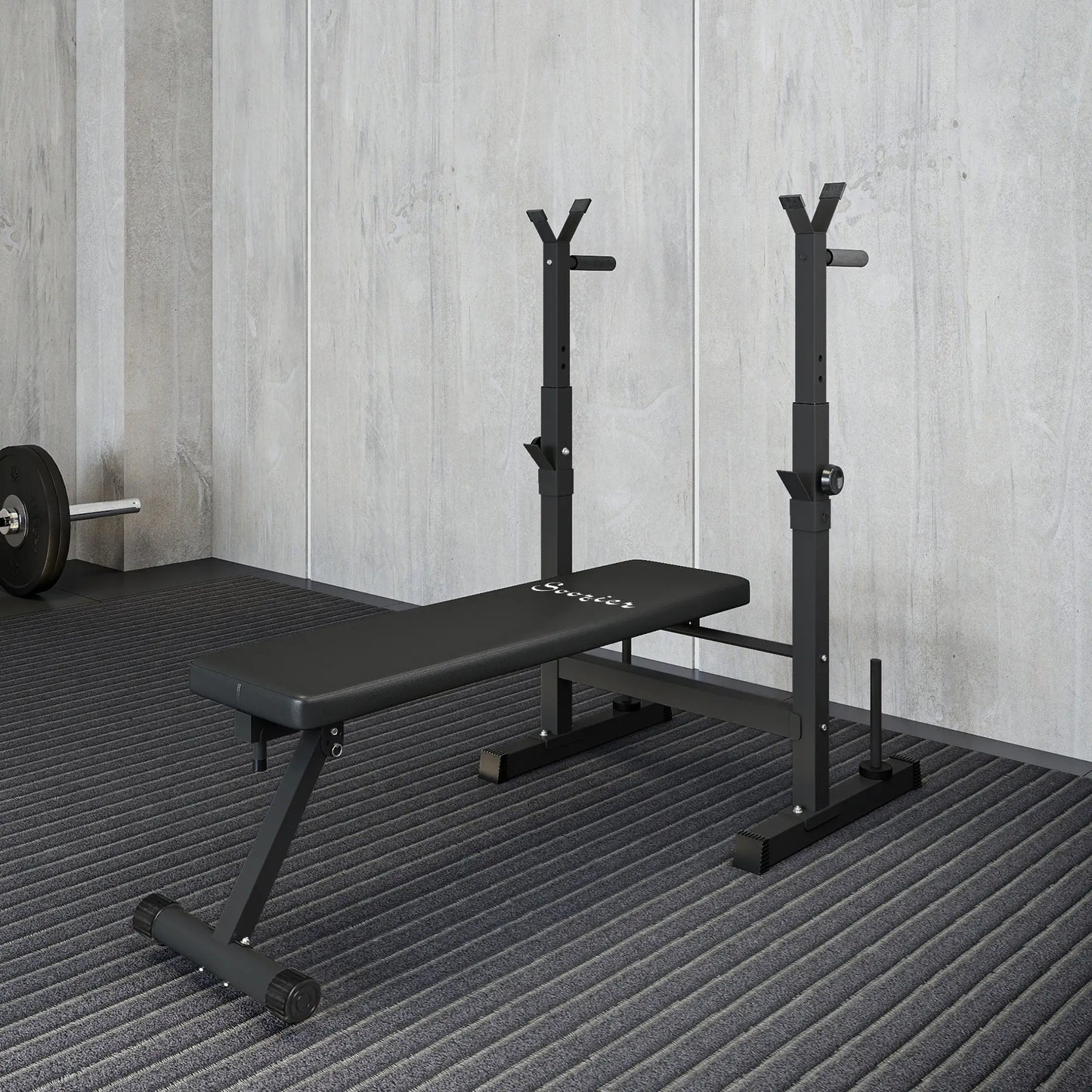 Adjustable Weight Bench, Foldable with Barbell Rack, Dip Station, Black Weight Benches at Gallery Canada
