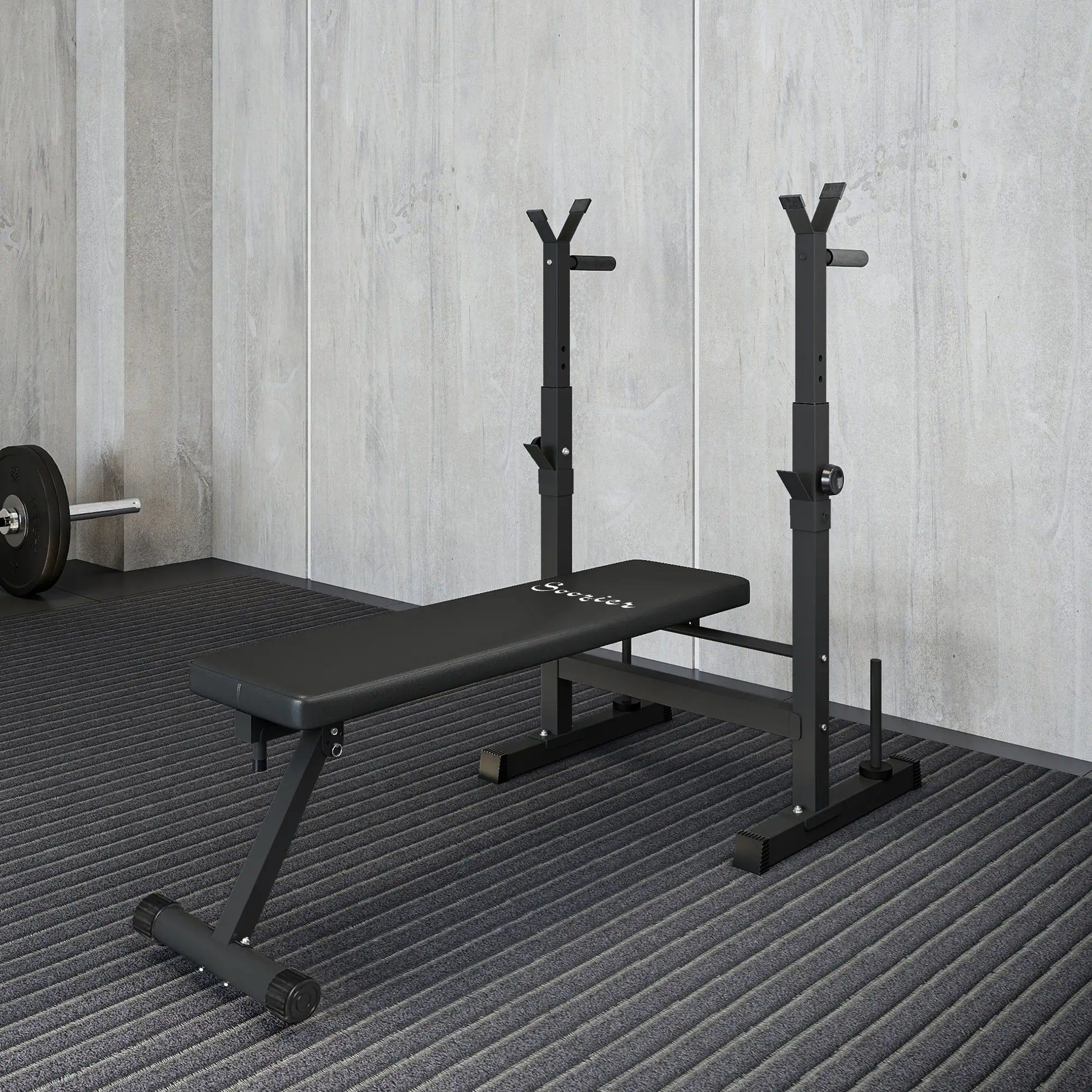 Adjustable Weight Bench, Foldable with Barbell Rack, Dip Station, Black Weight Benches at Gallery Canada