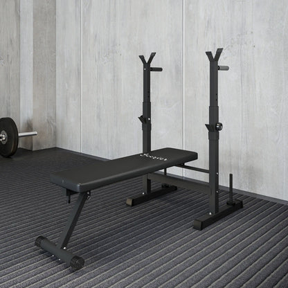 Adjustable Weight Bench, Foldable with Barbell Rack, Dip Station, Black Weight Benches at Gallery Canada