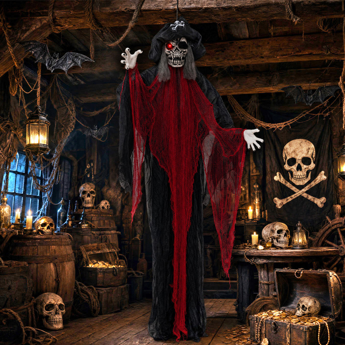 9.4 Ft Animated Hanging Undead Pirate Halloween Decoration