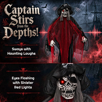 9.4 Ft Animated Hanging Undead Pirate Halloween Decoration
