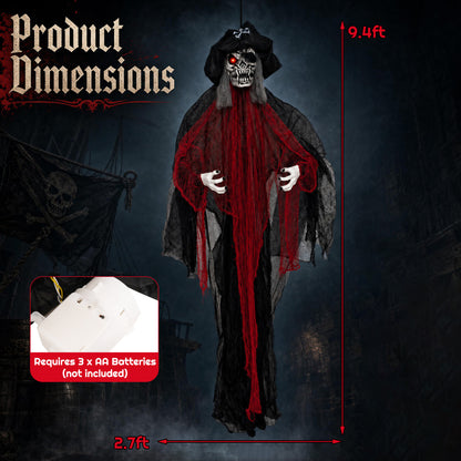 9.4 Ft Animated Hanging Undead Pirate Halloween Decoration