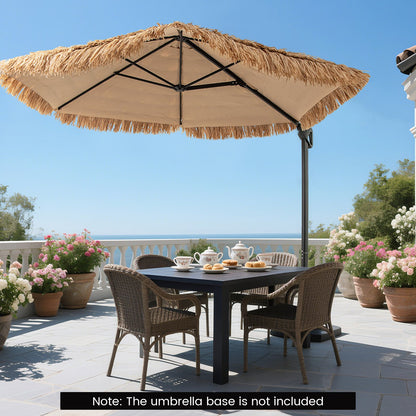 9.5 FT Cantilever Tiki Patio Umbrella Hawaiian Style Offset Hanging Umbrella, Natural Outdoor Umbrellas at Gallery Canada