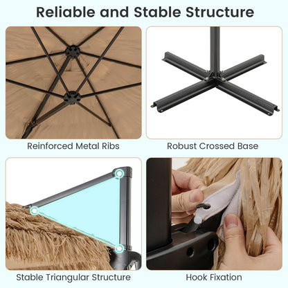 9.5 FT Cantilever Tiki Patio Umbrella Hawaiian Style Offset Hanging Umbrella, Natural Outdoor Umbrellas at Gallery Canada