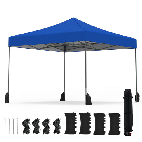9.5 x 9.5 Feet Pop Up Canopy Tent, Adjustable Height, Blue