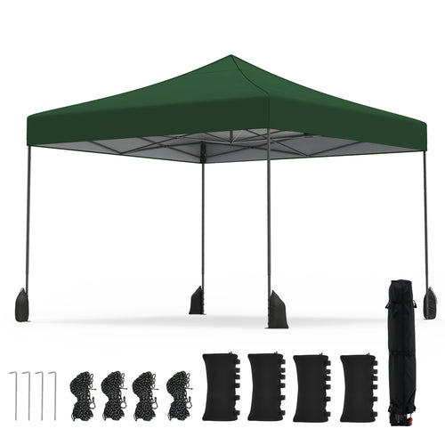 9.5 x 9.5 Feet Pop Up Canopy Tent, Adjustable Height, Green