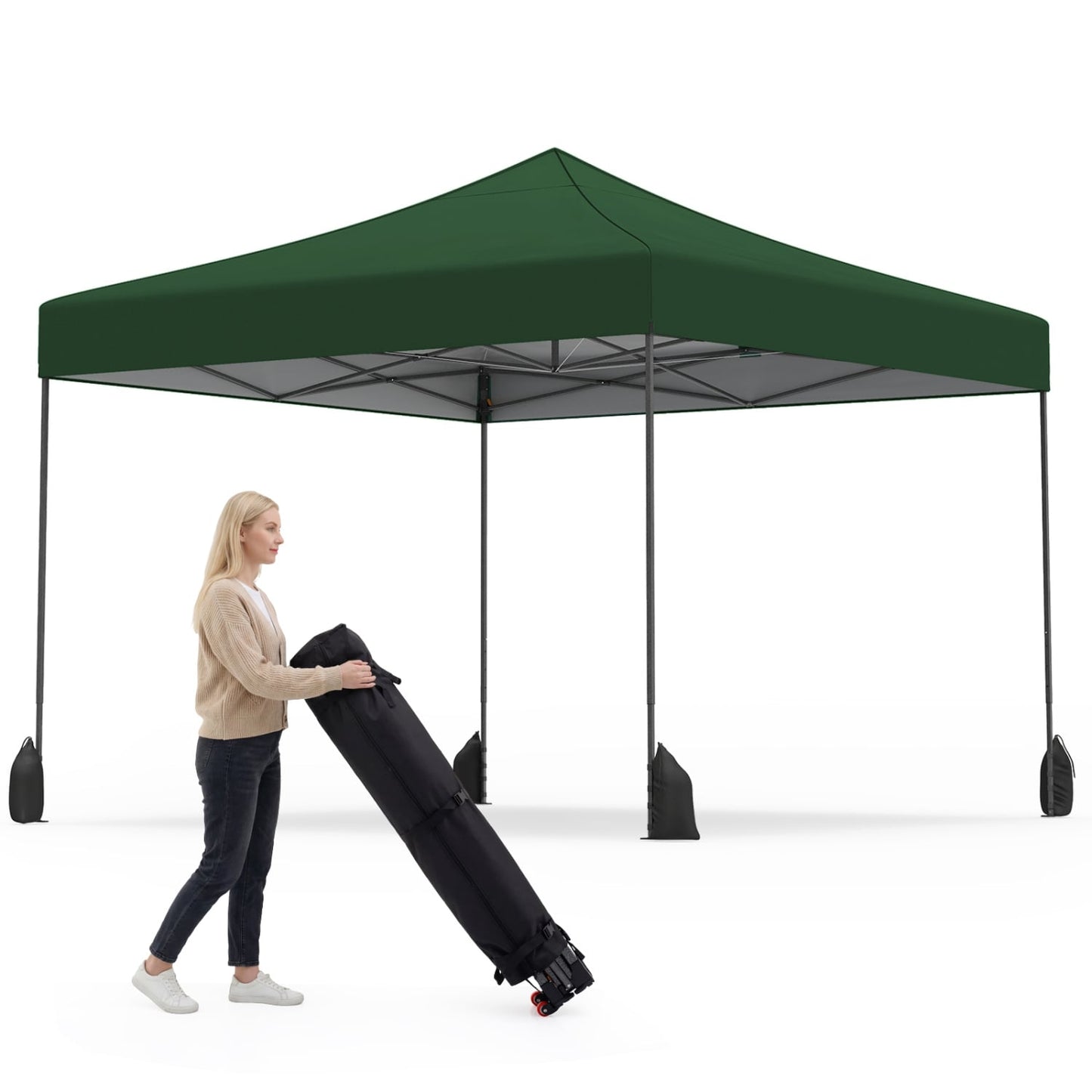 9.5 x 9.5 Feet Pop Up Canopy Tent, Adjustable Height, Green Canopies at Gallery Canada