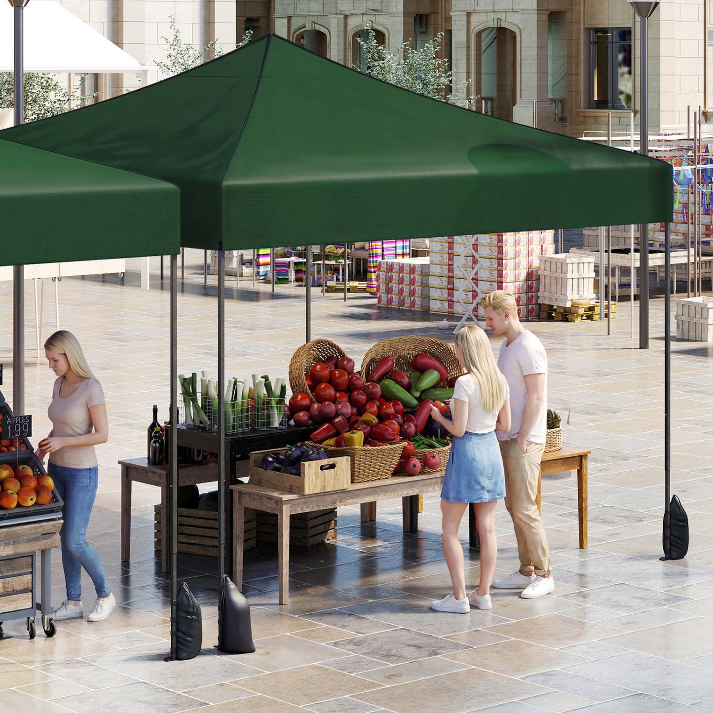 9.5 x 9.5 Feet Pop Up Canopy Tent, Adjustable Height, Green Canopies at Gallery Canada