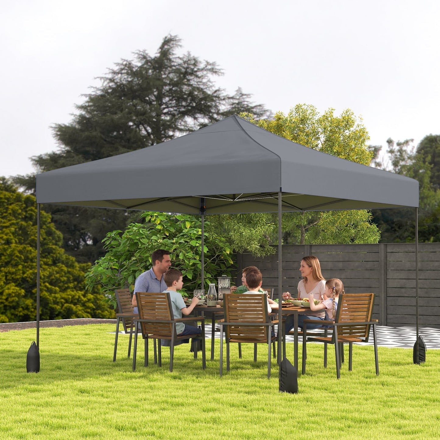 9.5 x 9.5 Feet Pop Up Canopy Tent, Adjustable Height, Gray Canopies at Gallery Canada