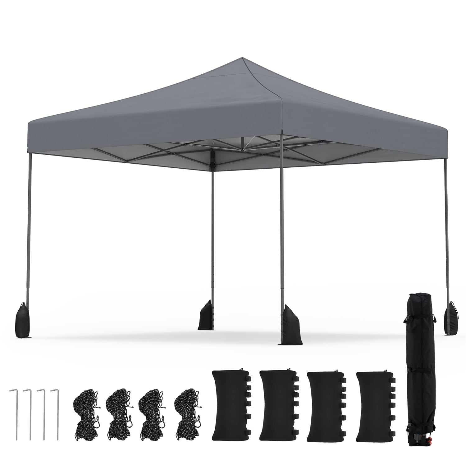 9.5 x 9.5 Feet Pop Up Canopy Tent, Adjustable Height, Gray Canopies Gray at Gallery Canada
