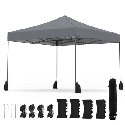 9.5 x 9.5 Feet Pop Up Canopy Tent, Adjustable Height, Gray Canopies Gray at Gallery Canada