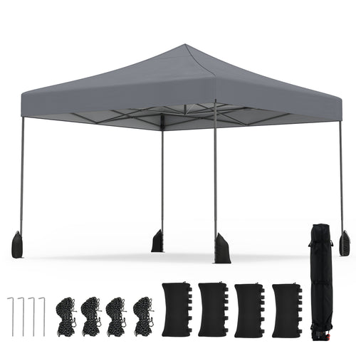 9.5 x 9.5 Feet Pop Up Canopy Tent, Adjustable Height, Gray