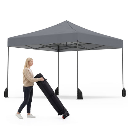 9.5 x 9.5 Feet Pop Up Canopy Tent, Adjustable Height, Gray Canopies at Gallery Canada
